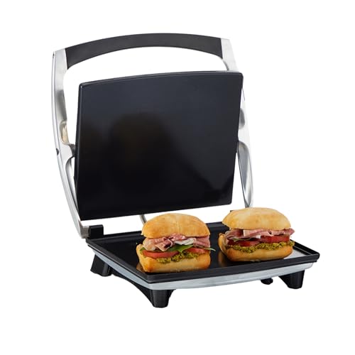 IMUSA 12x10in Stainless Steel Electric Panini Press with Temperature Control, Nonstick Plates for Sandwiches, Grilled Paninis, Quesadillas, and More