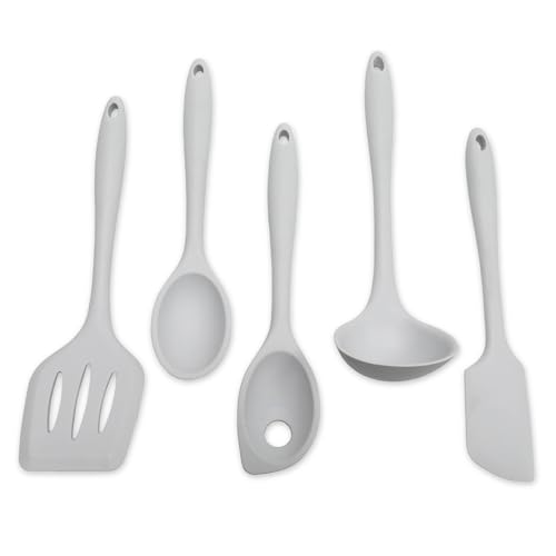 Chef Craft - Premium Silicone Kitchen Tools and Utensils Set, Non-Scratch, Withstands Temperatures up to 450°F, BPA-Free, 5 Piece Cooking Utensils Set, Gray