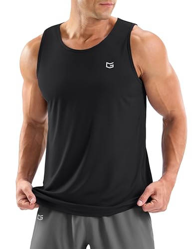 G Gradual Men's Workout Tank Tops Sleeveless Muscle Shirts Summer UPF 50+ Quick Dry Shirts for Men Athletic Running Gym(Black,S)