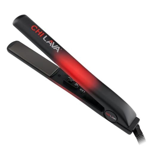 CHI Lava Ceramic 1″ Flat Iron Hair Straightener, Volcanic Lava Ceramic Plates for Smooth, Even Styling, 11 ft Swivel Cord, Heat-Stable Hair Flat Iron for All Types
