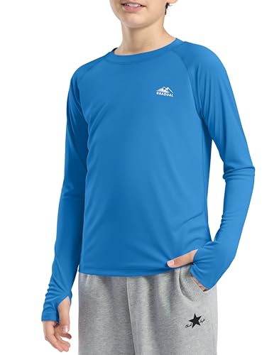 Boy's UPF 50+ Sun Protection Shirt Long Sleeve Swim Shirts Youth Fishing Shirt(Brilliant Blue,6-7 Years)