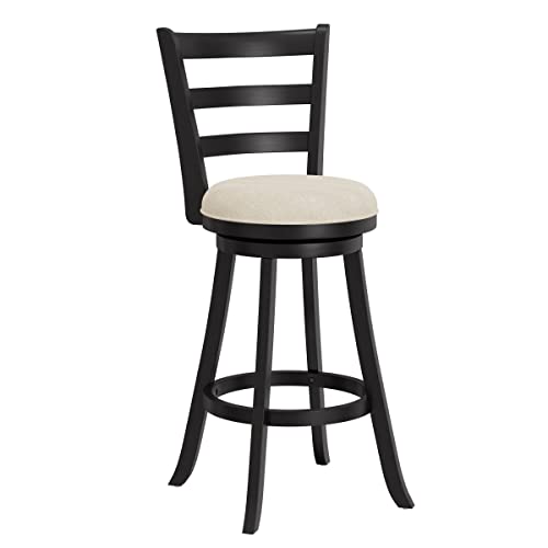 Hillsdale Laymon Modern Wood Swivel Stool with Upholstered Seat, Bar Height, Black