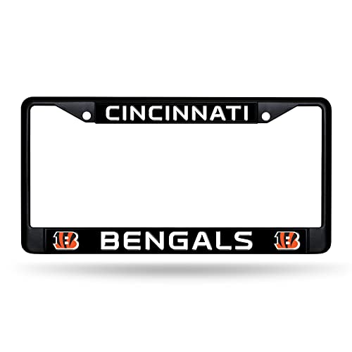 Rico Industries NFL Football Cincinnati Bengals Black Chrome Frame with Plastic Inserts 12" x 6" Car/Truck Auto Accessory