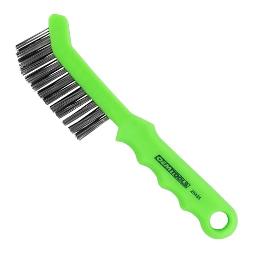 OEMTOOLS 25435 Brake Caliper Steel Wire Brush, Wire Brushes for Cleaning Rust, Angled Slim Design for Tight Areas, Molded Handle Grip