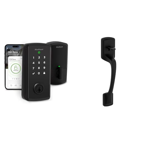 Kwikset Halo Select Smart Lock Wi-Fi and Matter Enabled, Keyless Entry, Grade AAA, Prague Handleset with Door Knob in Matte Black