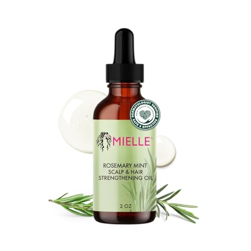 Mielle Organics Rosemary & Mint Hair Oil - Strengthening Biotin Oil Infused Frizzy & Damaged Hair Care - Split Ends & Dry Scalp Treatment to Support Longer, Healthier Strands, 2 Ounce