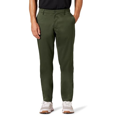Amazon Essentials Men's Athletic-Fit Stretch Golf Pants for All Day Comfort (Available in Big & Tall), Dark Olive, 31W x 34L