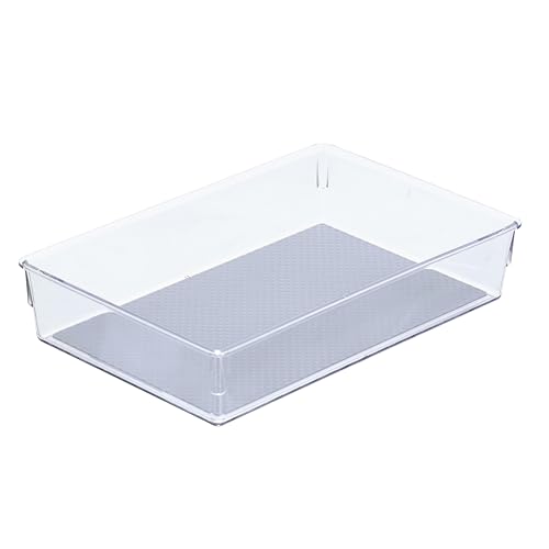 Glad Drawer Organizer Bin, 9x6 - Heavy Duty Clear Plastic Storage Tray for Junk Drawers, Kitchen Utensils, Bathroom Vanity, and Organizing Pantry - BPA Free, Food Safe, Non Slip