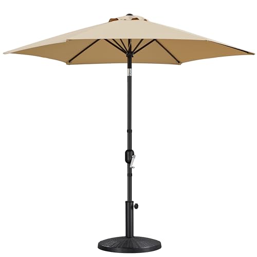 Yaheetech 9FT Patio Umbrella with 22lb Umbrella Base Included, Outdoor Market Umbrella with Push Button Tilt, Crank and Sturdy Ribs, Outdoor Yard Sun Shade w/Stand Heavy Duty