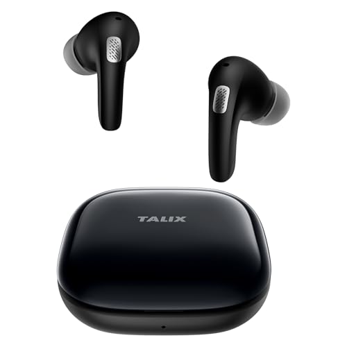 TALIX T30 Noise Cancelling Earbuds with Phone Stand, Punchy Bass, 4-Mic, True Wireless Bluetooth 6.0 in Ear Headphones, 28H Playtime, IPX4 (Black)