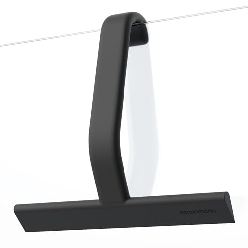 dancemoon JustHang Shower Squeegee for Glass Doors, All-in-One Award-Winning Silicone Squeegee with Built-in Hook for Bathroom, Window, Mirror, Tile Wall, Car, Streak-Free Cleaner Tool, 10-Inch Black