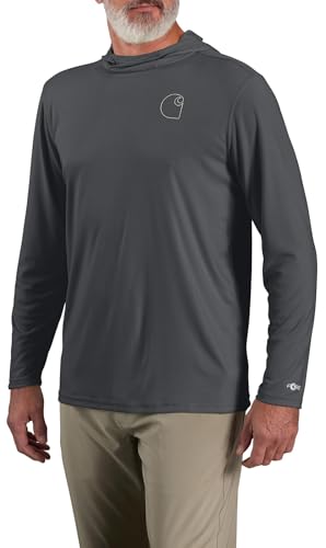 Carhartt Men's Force Sun Defender™ Lightweight Long-Sleeve Hooded Logo Graphic T-Shirt, Steel, XX-Large/Tall
