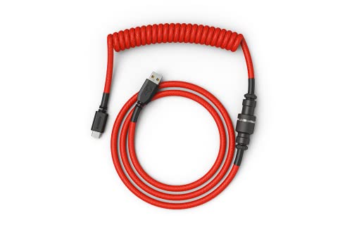 GLORIOUS Coiled Keyboard Cable – Coiled USB C Cable Artisan Braided Cables for Mechanical Gaming Keyboard Coiled Cable - Custom Keyboard Cable (Red)