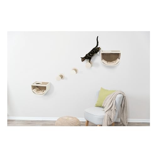 Trixie Eden Wall Mounted Cat Lounge – Space-Saving Cat Wall Shelves for Climbing, Jumping & Vertical Play – Cat Furniture with Elevated Shelves & 3 Platforms – Gray-Greige, 18.9 x 11.8 x 13 in