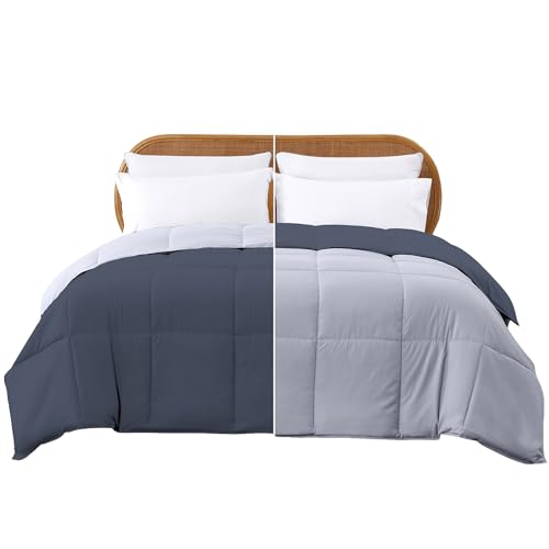 Modern Threads Down Alternative Reversible Comforter Denim/Cloud Blue Queen