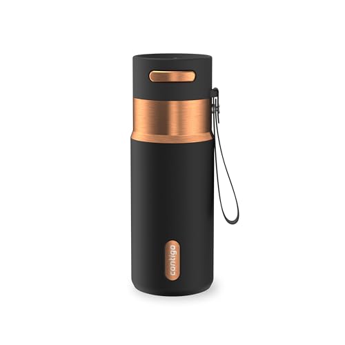 Contigo AutoSeal 16 oz Stainless Steel Vacuum-Insulated Water Bottle with Leakproof Push-Button Spout & Lock, Carry Strap, BPA-Free & Lead-Free, Dishwasher Safe