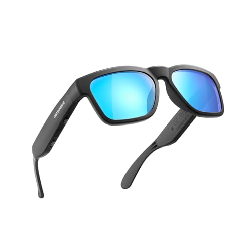 OhO Smart Glasses,Polarized Sunglasses with Bluetooth Speaker,Athletic/Outdoor UV Protection and Voice Control,Unisex(Mirror Blue Lens)