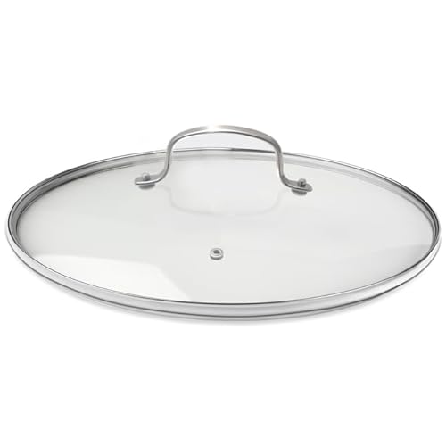 Nuwave 12” Vented Tempered Glass Lid, Oven Safe up to 350F, Dishwasher Safe, Shatter-Resistant, Easy to Clean, Stainless-Steel Handle and Rim, Compatible w/Most 12" Cookware