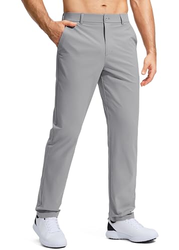 Pudolla Golf Pants for Men Stretch Dress Pants Mens Work Pants 32 Lightweight Quick Dry Casual Slacks Trousers with Pockets(Light Grey 32Wx32L)