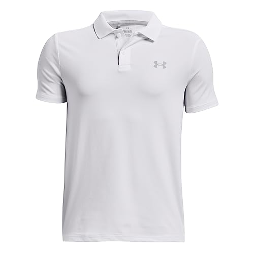 Under Armour Boys Performance Polo, (100) White/Mod Gray/Mod Gray, Medium