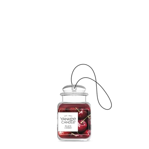 Yankee Candle Car Jar Ultimate Black Cherry, Up to 30 Days Continuous Fragrance, True-to-Life Scent, Essential Oils, Ideal for Cars and Small Spaces