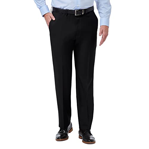Haggar Mens Premium Comfort Reg. and Big & Tall Sizes Dress Pants, Solid Black, 34W x 34L US