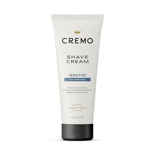 Cremo Sensitive Shave Cream, Astonishingly Superior Ultra-Slick Shaving Cream for Men, Fights Nicks, Cuts and Razor Burn, 6 Fl Oz