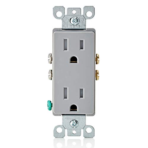 Leviton 15 Amp Decora Tamper-Resistant Duplex Electrical Wall Outlet, T5325-GY, Gray