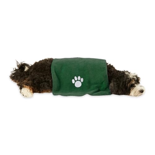 Bone Dry Pet Grooming, Embroidered Microfiber Towel Drying Collection, 15x30, Hunter Green
