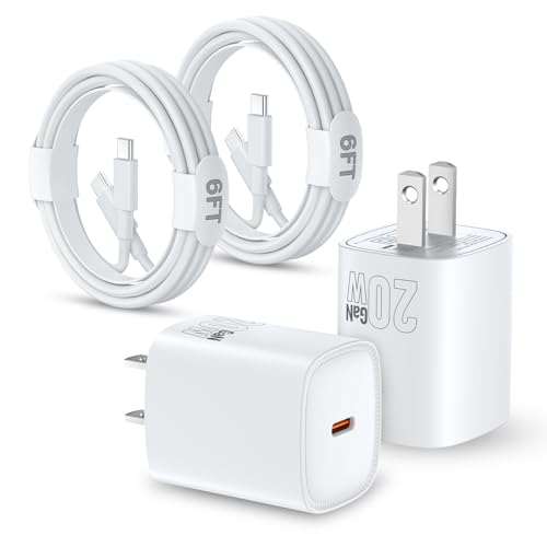 Nepagz Fast Charging USB C Charger Block 2 Pack 20W PD Charging Adapter with 6FT USB C to C Cable Compatible with iPhone 17 16 15 Pro Max Plus Air, iPad Pro, White