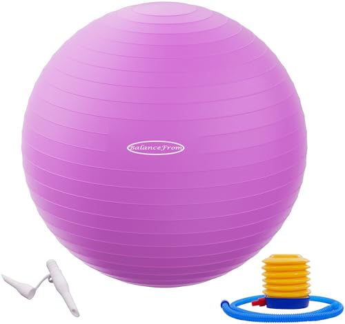 Fitvids Anti-Burst and Slip Resistant Exercise Yoga Ball with Quick Pump 78-85cm, XXL, Purple