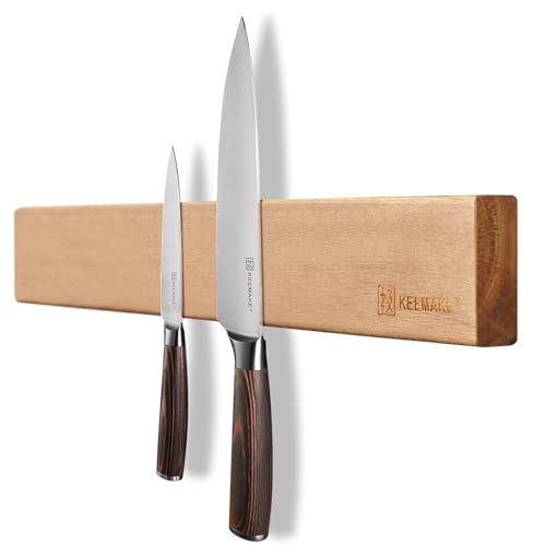 KEEMAKE Magnetic Knife Holder for Wall 16 inch Acacia Wood Knife Magnetic Strip, Powerful Neodymium Magnet Knife Hanger Knife Bar for Kitchen knives