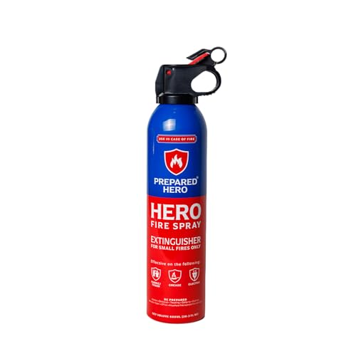 Prepared Hero Fire Spray - Mini Fire Extinguishers for House, Car, Garage - Kitchen Small Fire Extinguisher for Home, 100% Organic - Compact, Portable & Easy to Use, Non-Toxic - 1 Pack