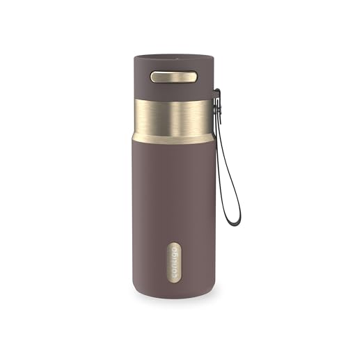 Contigo AutoSeal 16 oz Stainless Steel Vacuum-Insulated Water Bottle with Leakproof Push-Button Spout & Lock, Carry Strap, BPA-Free & Lead-Free, Dishwasher Safe