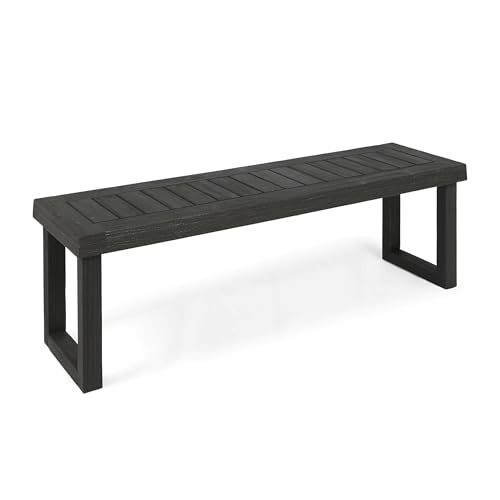 Christopher Knight Home Kemp Outdoor Acacia Wood Bench, Gray Finish, Sandblast Dark Grey