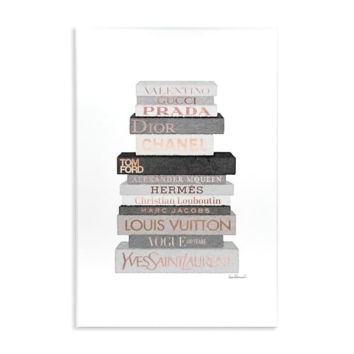 Stupell Industries 'Grey & Peach Bookstack', Wall Plaque Art, 10 x 15 Inches, Easy to Hang and Sturdy, Made in USA, by Amanda Greenwood