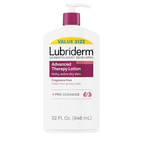 Lubriderm Advanced Therapy Fragrance-Free Moisturizing Hand & Body Lotion + Pro-Ceramide, Intense Hydration for Itchy, Extra Dry, & Sensitive Skin, Non-Greasy, Hypoallergenic, 32 fl. oz