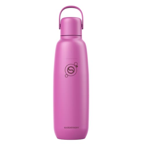 sodastream Fizz & Go Cool, Stainless Steel Carbonated Water Bottle 0.9L, Insulated Metal Bottle for Sparkling Water, Compatible with TERRA, ART, ENSO & More in Guava Pink