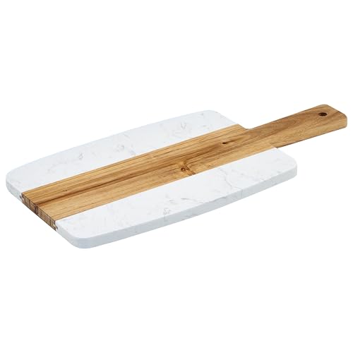 Winco Marble and Wood Serving Board, 15" x 7"