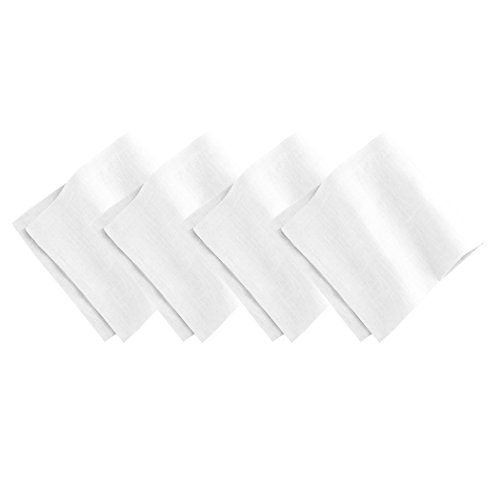 Elrene Home Fashions Villeroy & Boch La Classica Luxury Linen Fabric Napkin (Set of 4), 21"x21", White