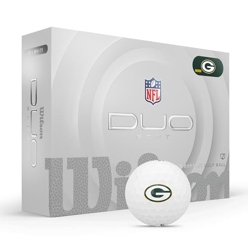 WILSON 2025 Duo Soft NFL Golf Ball - 12 Balls, White, Green Bay Packers