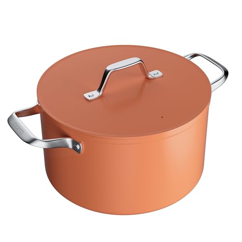 CIARRA Nonstick Dutch Oven with Lid, 6.2 QT Ceramic Dutch Oven with Dual Handles, Non Toxic, PTFE & PFOA Free, Oven Safe & Compatible with All Stovetops, Orange