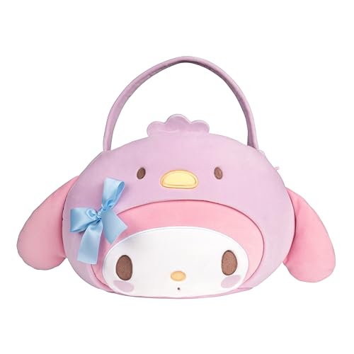 Jazwares Costume Play Hello Kitty and Friends Official My Melody Plush Pail Accessory - 12-Inch Embroidered Treat Pail with Character Design and Carry Handle