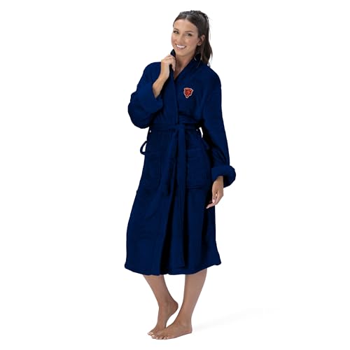 Northwest NFL Chicago Bears Adult Unisex Silk Touch Bathrobe, Large/X-Large, Navy, Officially Licensed Loungewear, Soft Plush Polyester