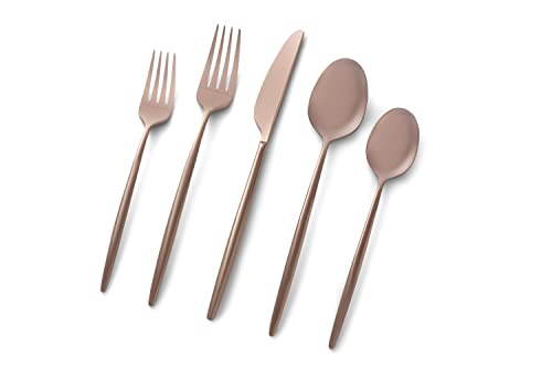 Cambridge 505320CKW12R Gaze Copper Mirror 20 Piece Flatware Set, Service for 4