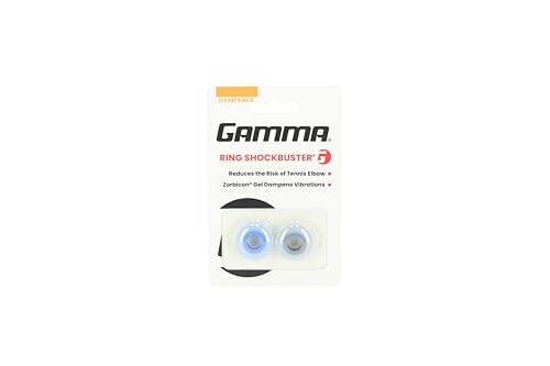 Gamma Shockbuster Ring Tennis Racket Dampener, Easy-to-Install Tennis Dampener with Zorbicon Gel Technology Minimizes Vibration During Prolonged Use, Blue and Black, Pack of 2