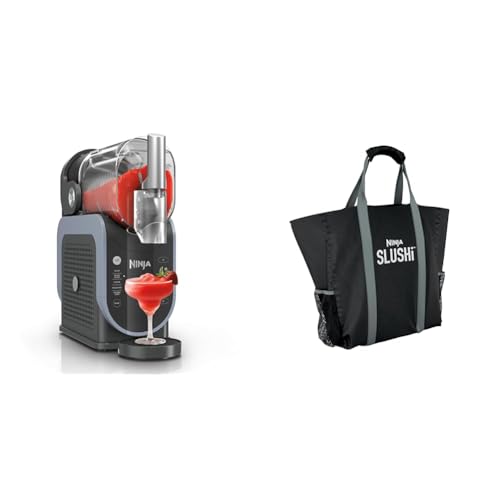 Ninja SLUSHi with RapidChill Technology + Ninja SLUSHi Travel Party Tote, 88 oz. Frozen Drink & Slushie Machine, 5 Preset Programs, Margaritas, Frappés, and More, Premium Accents, Black