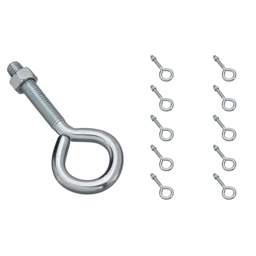 National Hardware N347-252 2160 Zinc Plated Steel Eye Bolts 10-Pack 3/8 in x 4 in with 160 lbs Safe Working Load for Home Industrial Interior Exterior Applications