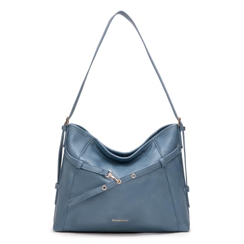 Montana West Hobo Purse for Women Adjustable Belt Buckle Hobo Bag with Adjustable Strap Blue MWC-600JN