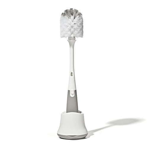 OXO Tot Bottle Brush with Nipple Cleaner and Stand, Gray